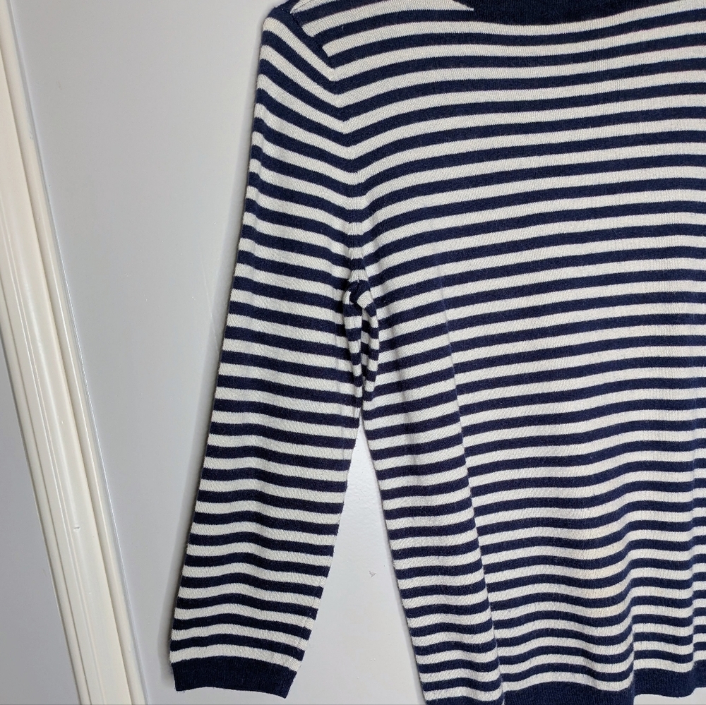 Talbots Nautical Striped Sweater Navy & White Soft Lambswool Blend Gently Used‎ - Picture 5 of 12